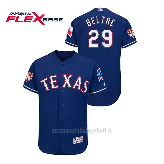 Maglia Baseball Uomo Texas Rangers Adrian Beltre 2019 Entrenamiento De Primavera Flex Base Blu